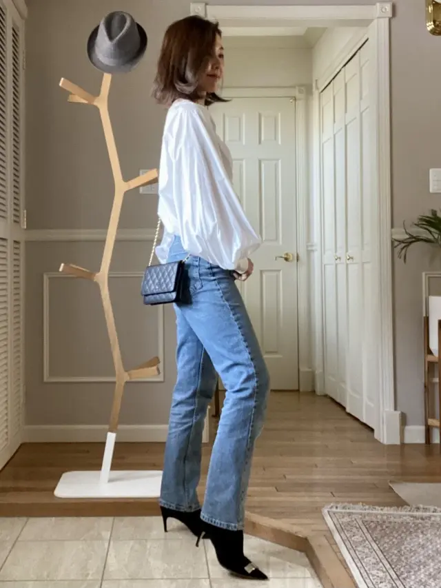 ZARAのデニムでフェミニンコーデの画像_4