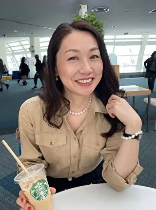 空港にて、出発前にお茶タイム