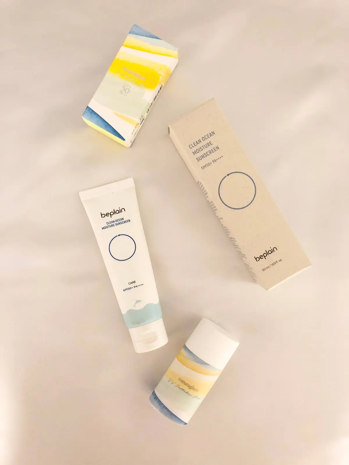 日焼け止め。顔からだ用。beplain。ビープレーン。CLEAN OCEAN MOISTURE SUNSCREEN。クリーン オーシャン モイスチャー サンスクリーン。naturaglace UV protection base。ナチュラグラッセ。ナチュラグラッセUVプロテクションベースN.