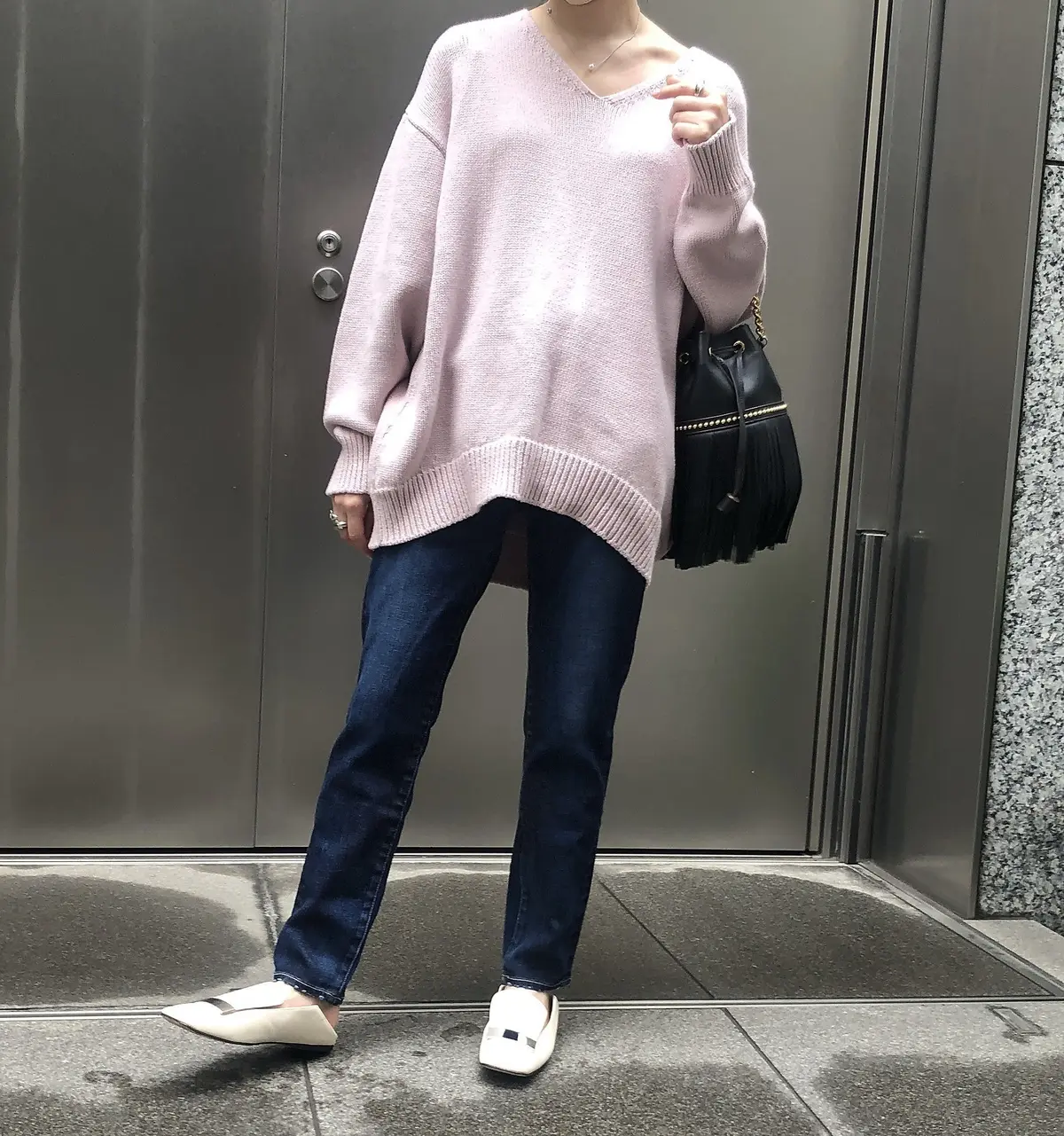 E by eclat ざっくりVネックニット