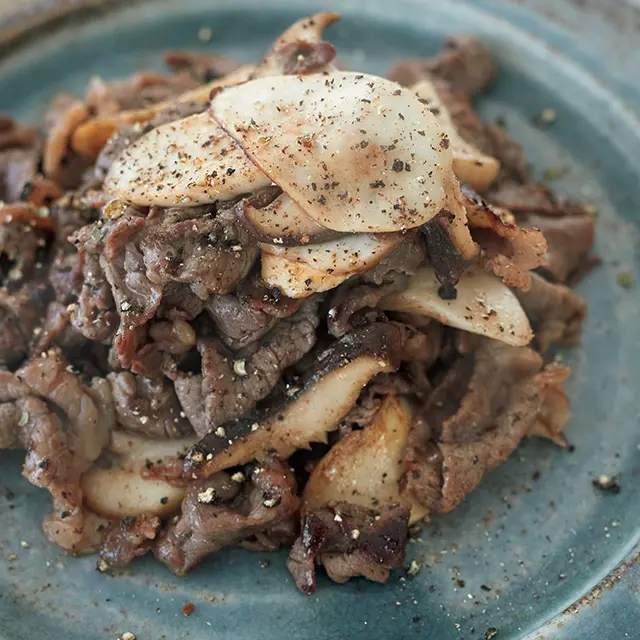 エリンギと牛肉のオイスターソース炒め