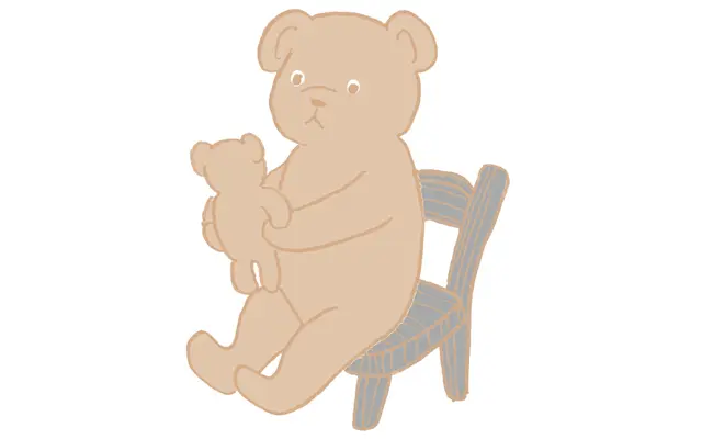 ぬいぐるみの目を見つめる