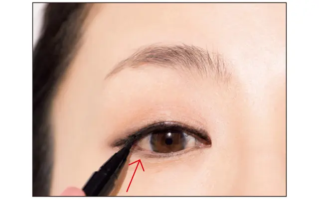 アイライナーを 下からさし込む
