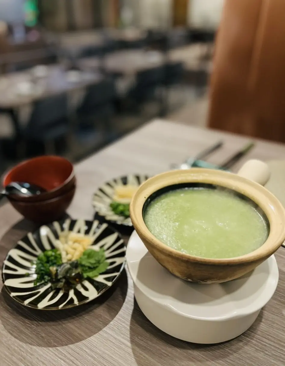 翡翠粥　薬味添え