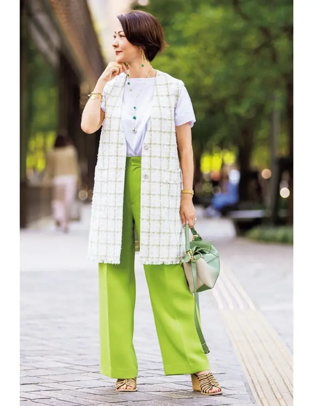 華組　外資系パワー女子にも好評のツイードジレ。コーデにも私にも優しさが加わります