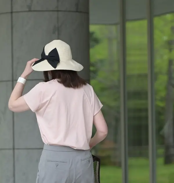 E by eclat　後ろラグランフレンチスリーブT　ライトピンク