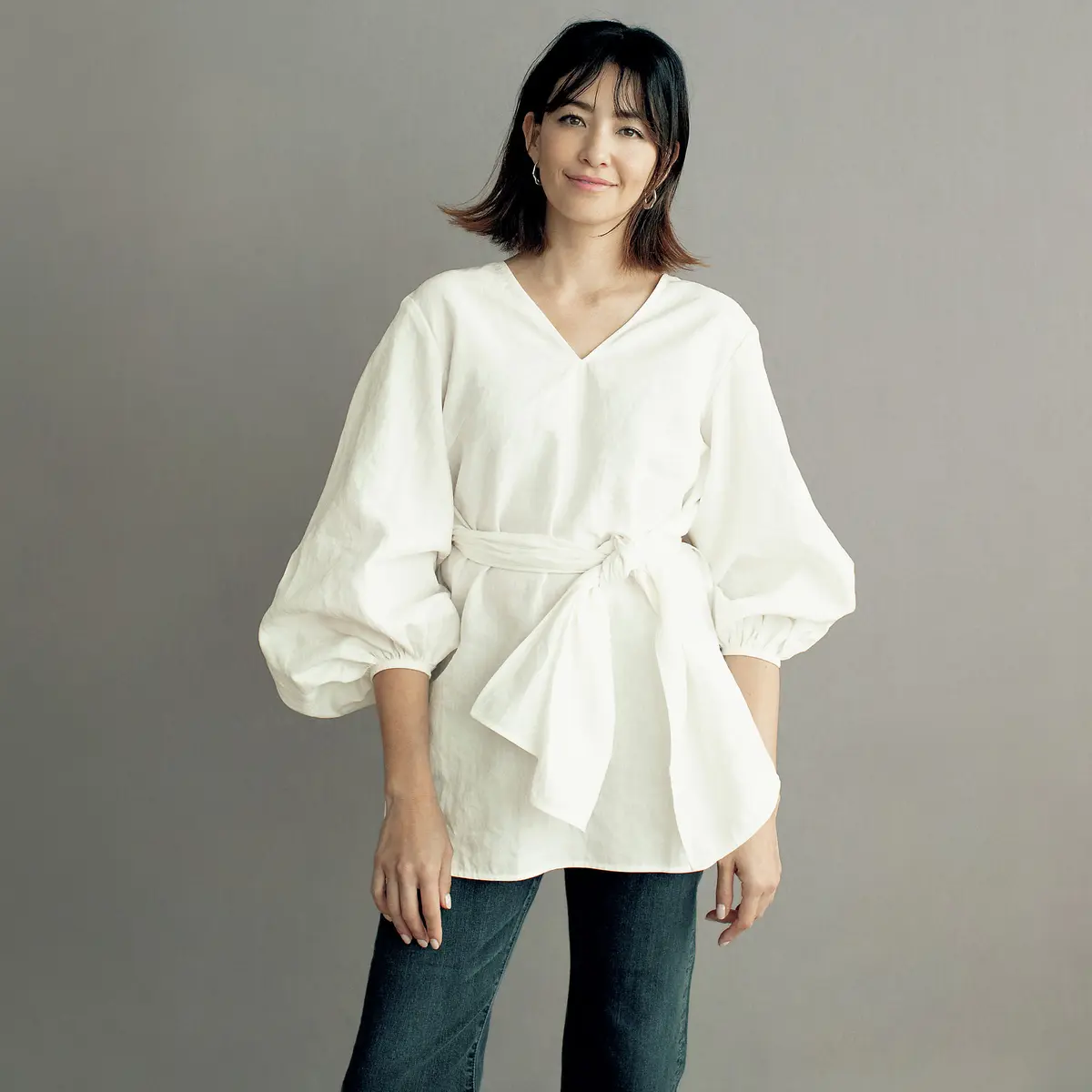 村山佳世子×Lâchement バックスリットリネンブラウス