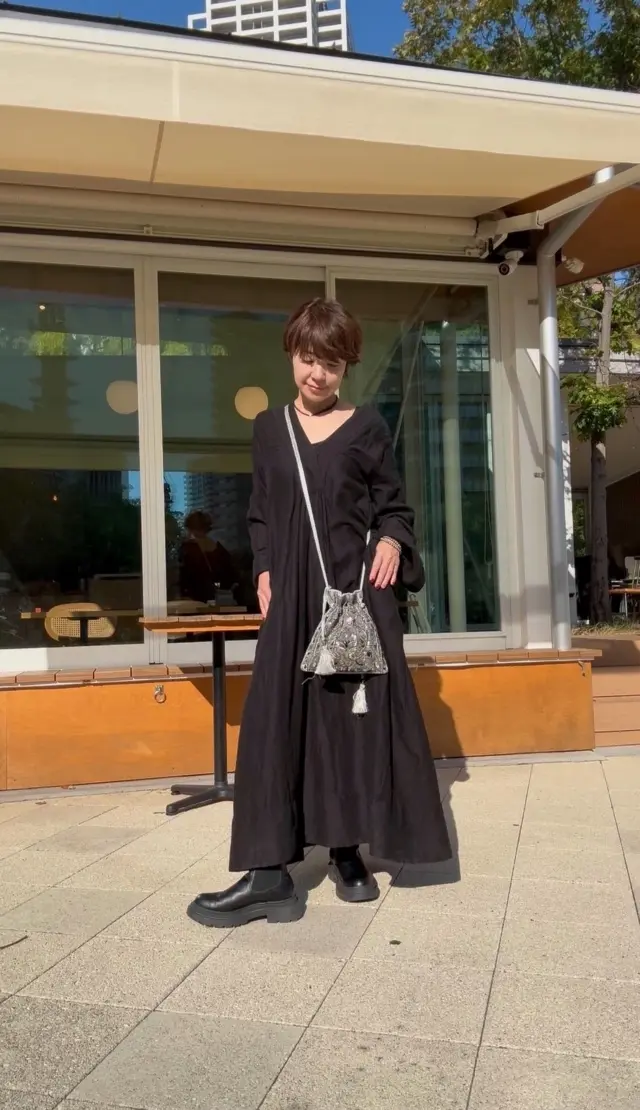 秋のお散歩日和にお気に入りのワンピースでの画像_9