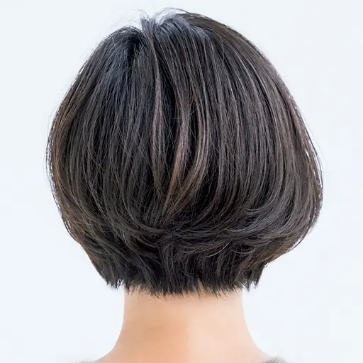 レイヤー使いで絶妙な豊かさをプラスしたショートヘアのバック