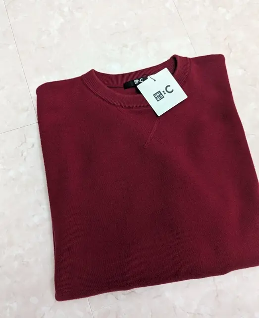 UNIQLO：C　スムースコットンクルーネックセーター　レッド L　3,990円