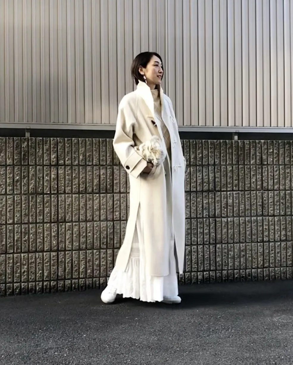 ロングダッフルで冬の白コーデ♡♡の画像_9