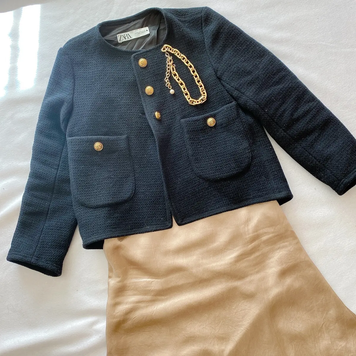 ZARAツイードジャケット✖️薄ツヤスカの画像_6