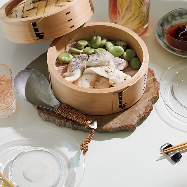 白身魚とそら豆蒸し