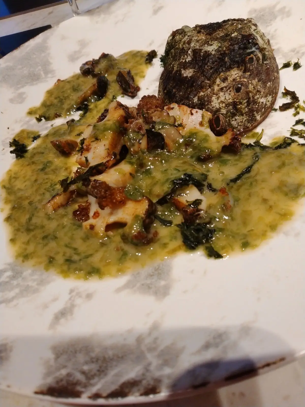 鮑とあおさソース