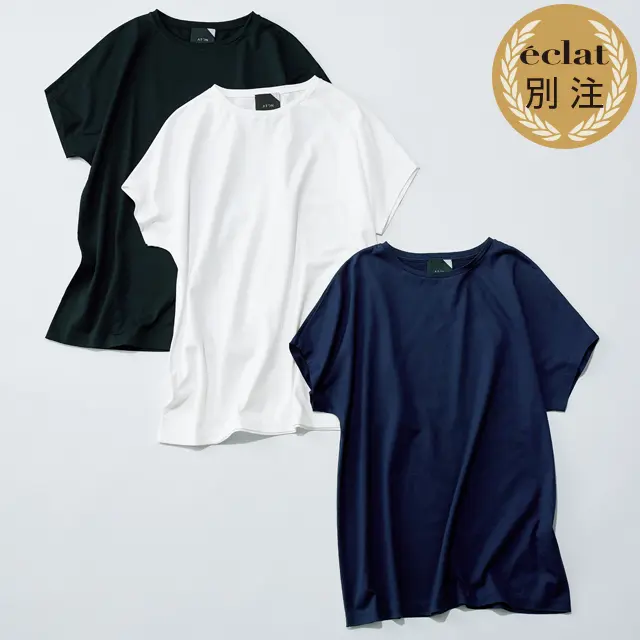『夏Tシャツ』ATON×éclat キャップスリーブTシャツ