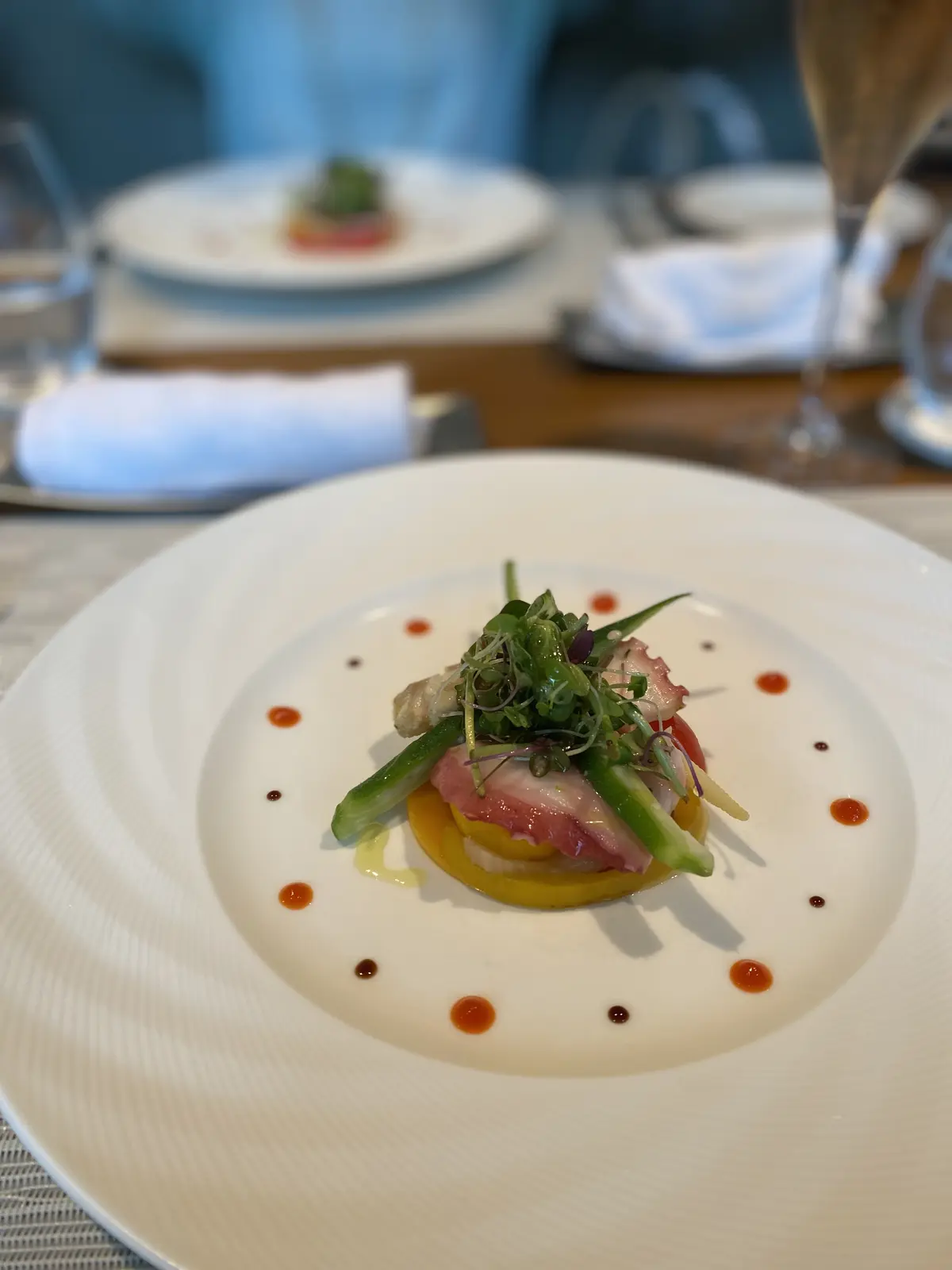 前菜 真蛸と鯵のフリットマリネ 季節野菜の彩り