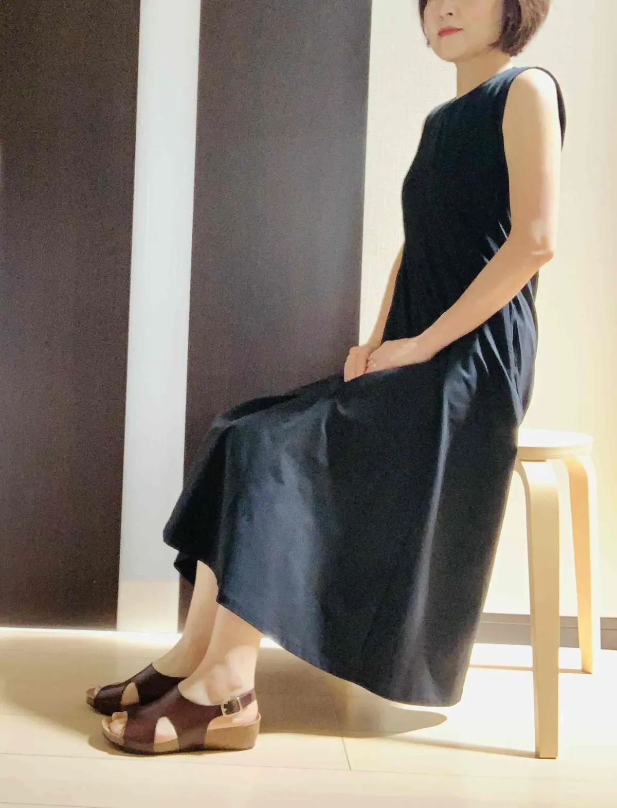 プラクトン　レザーサンダル　ブラウン