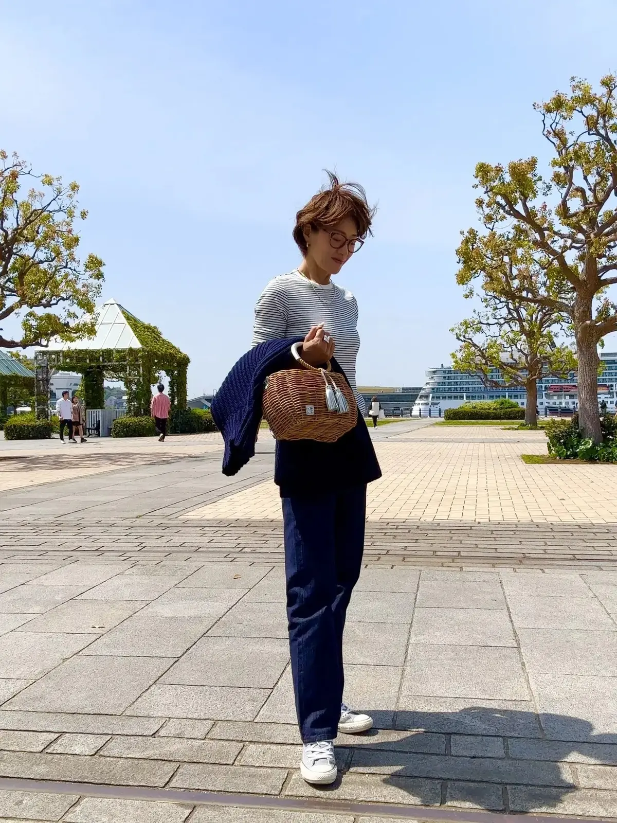 ユニクロ ソフトリブボーダークルーネックTシャツ・JWアンダーソンコラボ ストレートジーンズ愛用 エクラ華組 山崎明子さん