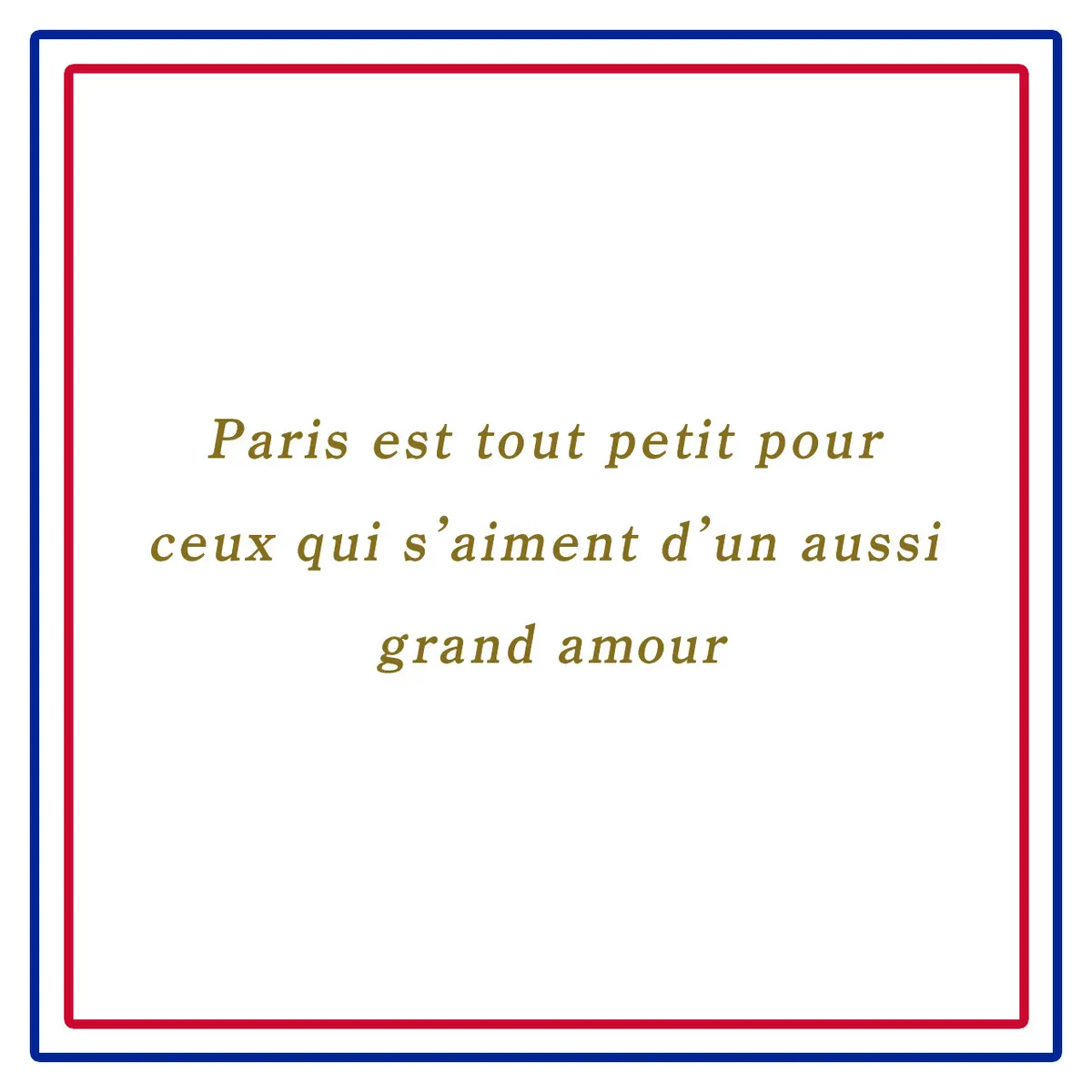 パリは狭い、こんなに愛し合っている者にはーParis est tout petit pour ceux qui s’aiment d’un aussi grand amour
