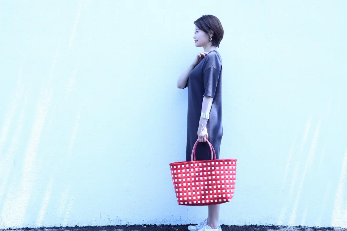 涼感サマーニットミディ丈ワンピースB