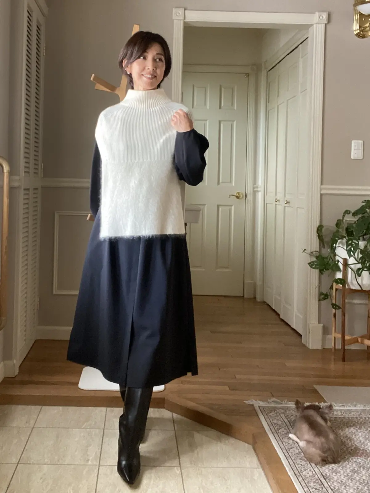 E by eclat バンドカラーワンピの画像_3