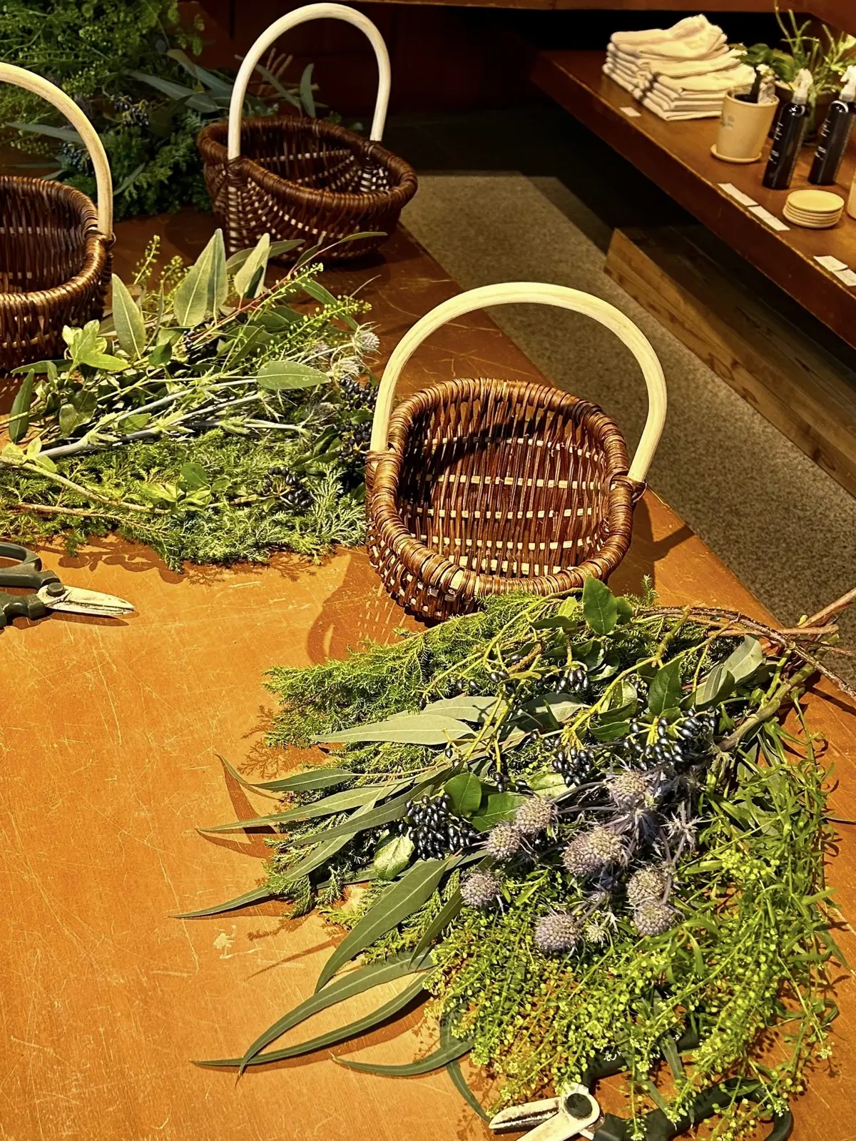 グリーンのワークショップ　テーブルの上