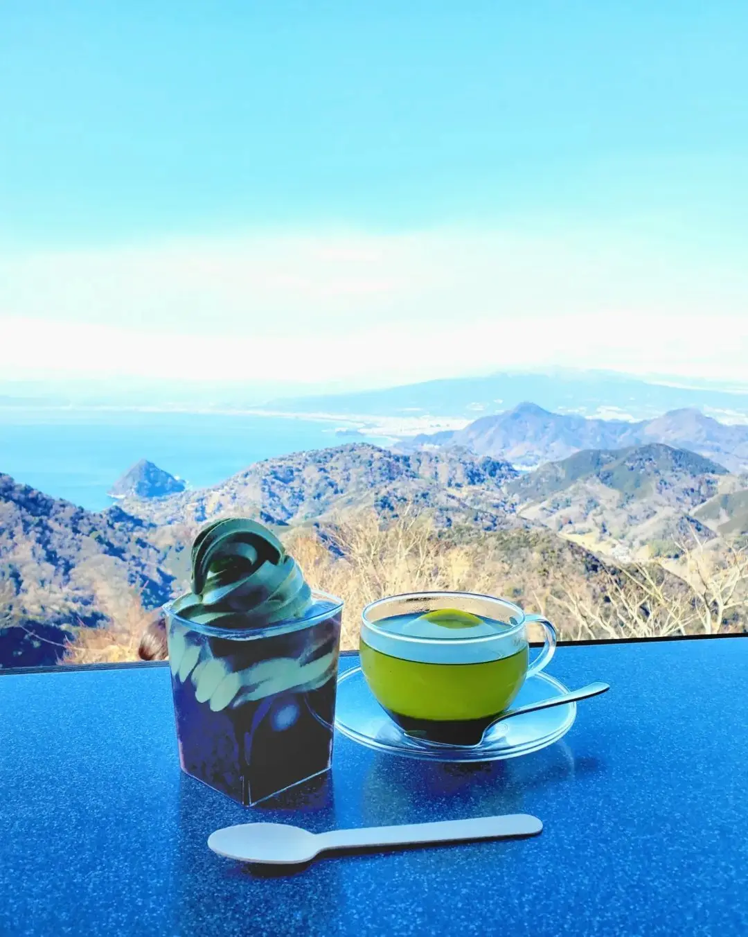 抹茶柚子茶と白玉ぜんざい抹茶ソフト