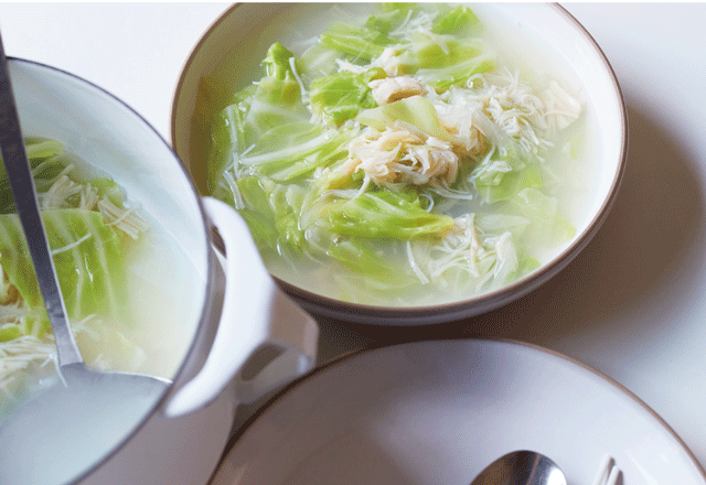 キャベツと 帆立缶のスープ