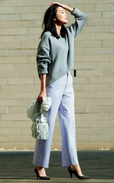 【パープル】のしゃれ見えカラーパンツ