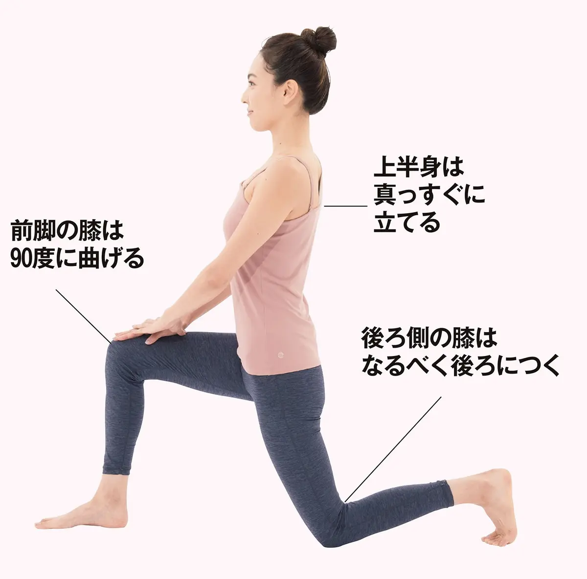 １ 脚を前後に開き、右膝は90度に　OurAge×Webエクラ