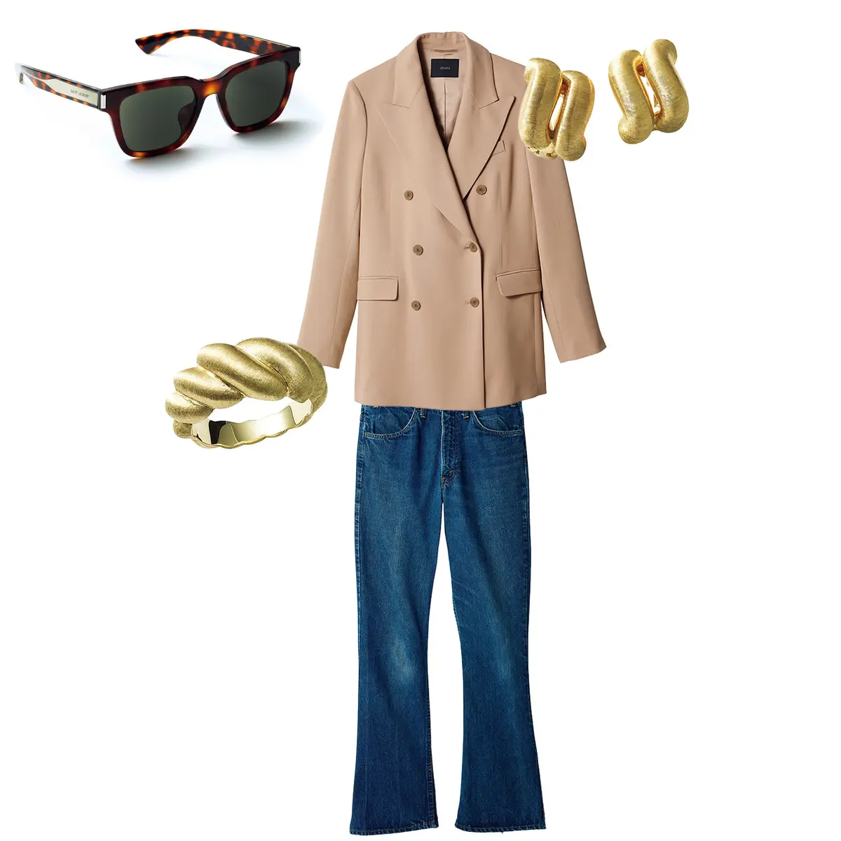 今の空気を吹き込んだヴィンテージ デニムには、迫力ある小物を