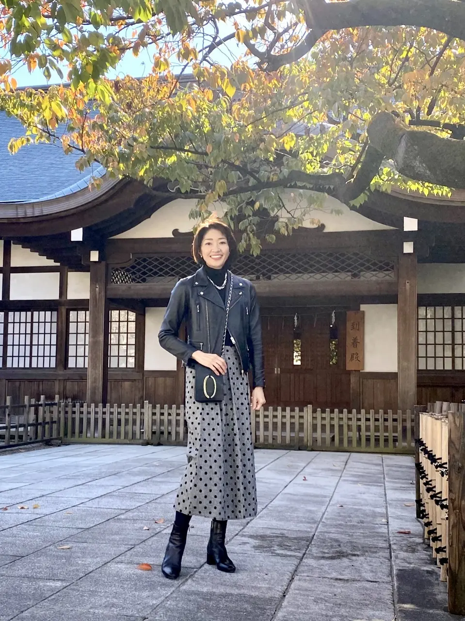 ドット柄スカートコーデ③