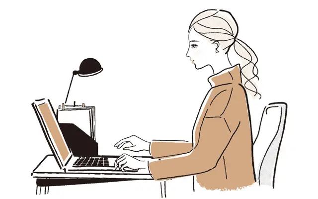 PCモニター、 スマホは目より低い位置に