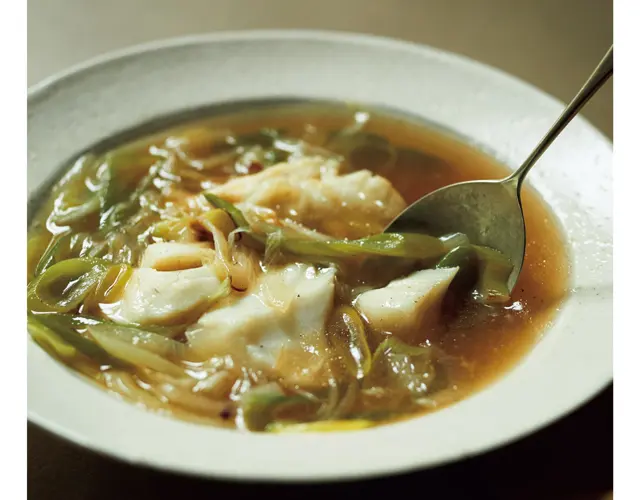 長ねぎと白身魚のスープ