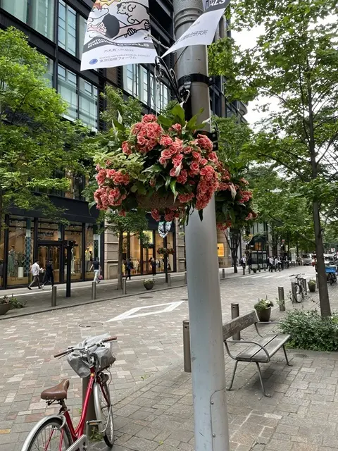 東京・丸の内のハンギングバスケット
