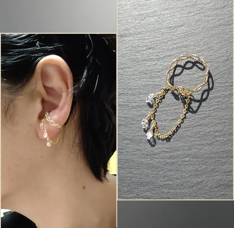 ハーキマーダイヤモンドのイヤーカフ