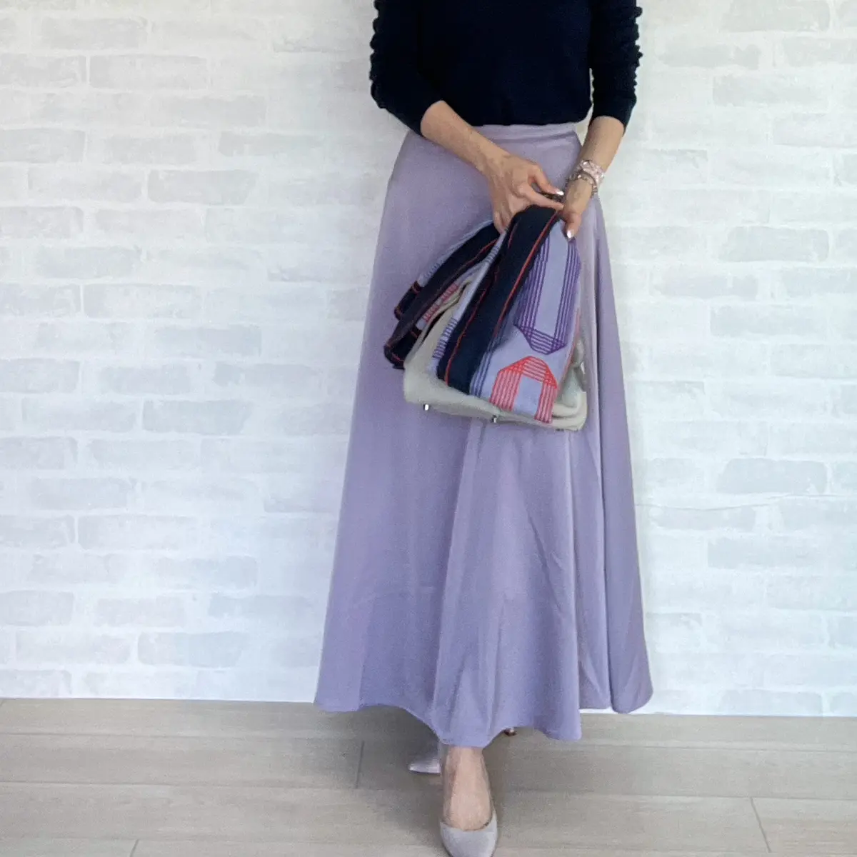 ラベンダーカラーのマキシスカートの画像_3
