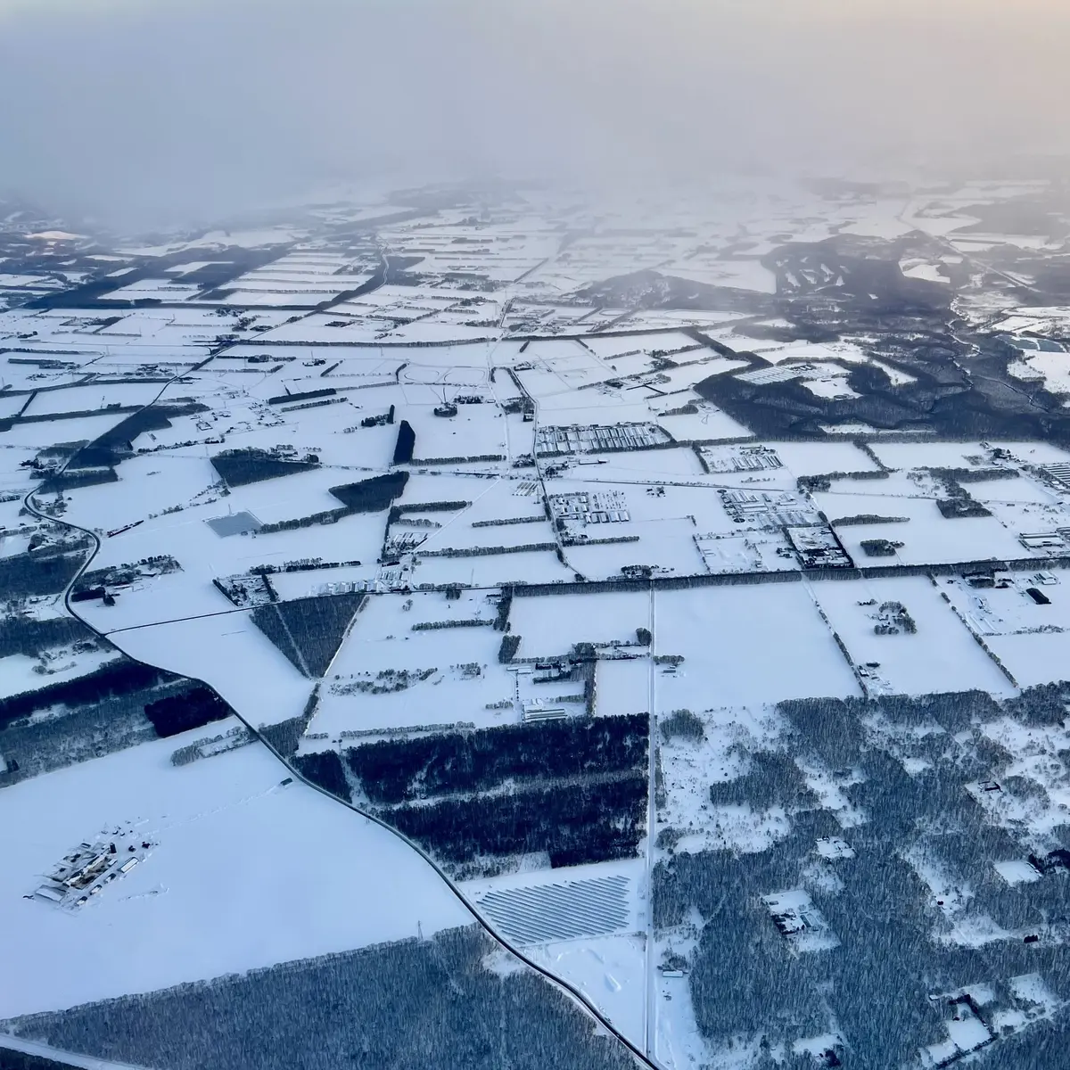北海道の上空からの景色