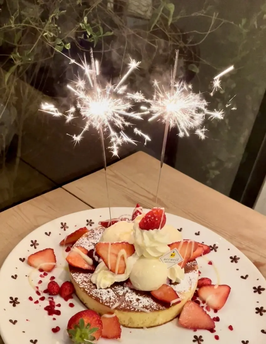 苺のパンケーキ