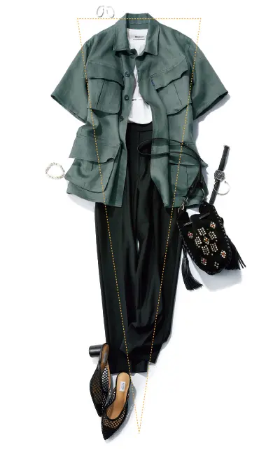 シャープな逆三角形