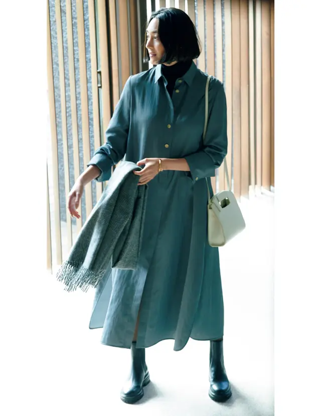 《シャツワンピース》コーデ