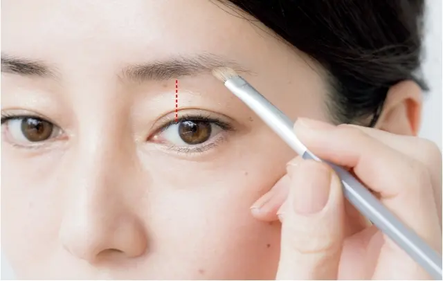 淡色パウダーで基本の眉の形を描く