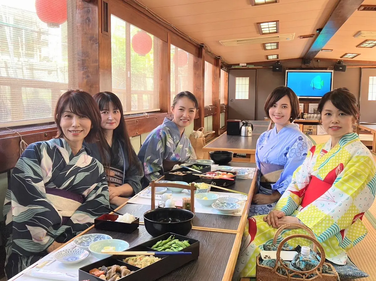 屋形船、辰金、浜松町、東京湾、納涼船、40代浴衣、Jマダム