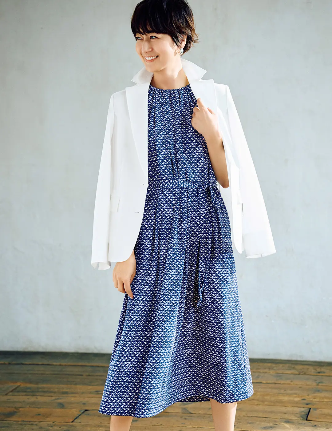 printed one-piece　幾何学プリントワンピース