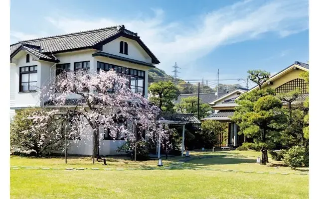 海に面した庭には四季の花木が植わる