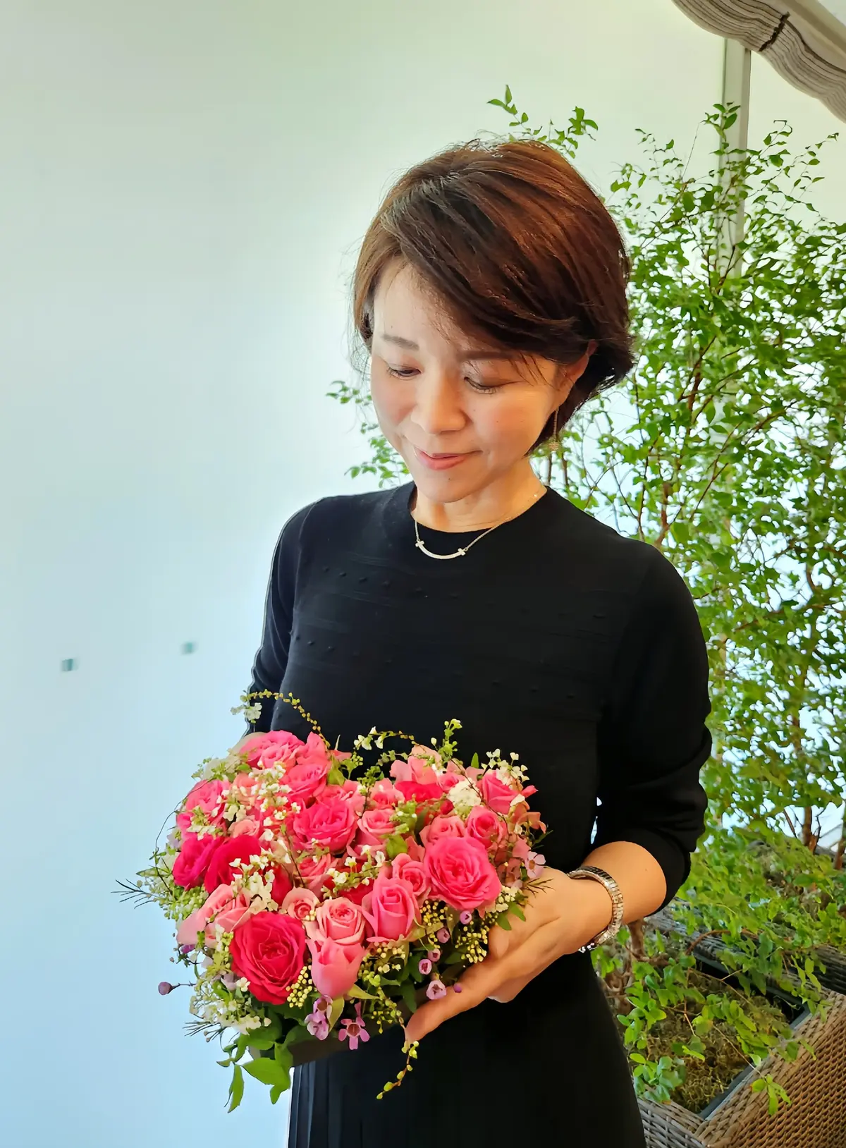 自作のフラワーアレンジメントにうっとり♡