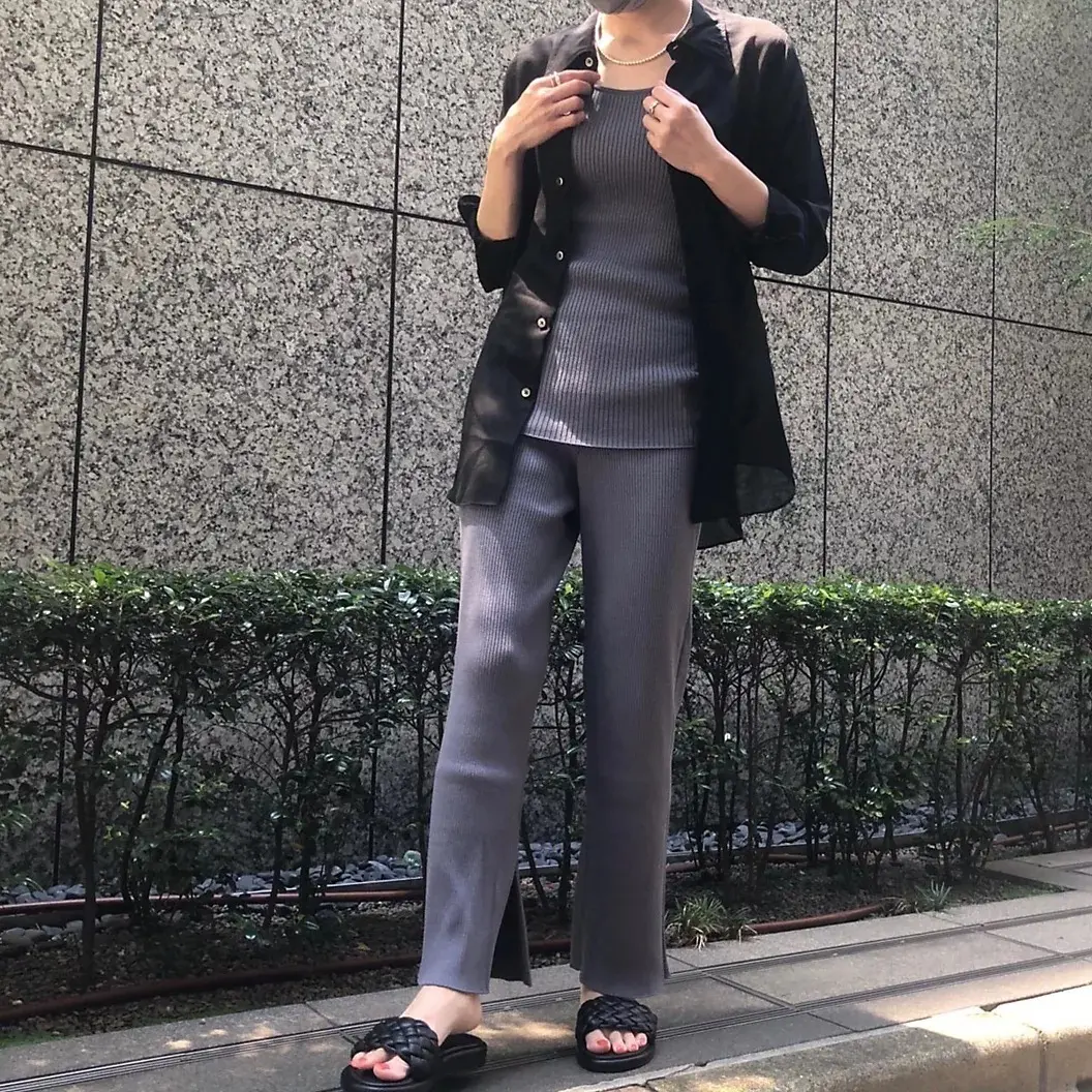 Chaos×eclat 16Gインプレリブニットパンツ