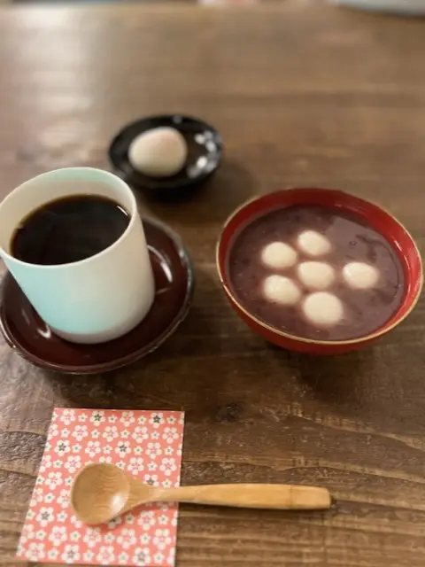 雪月風花ブレンド、白玉ぜんざい、唐まんじゅう