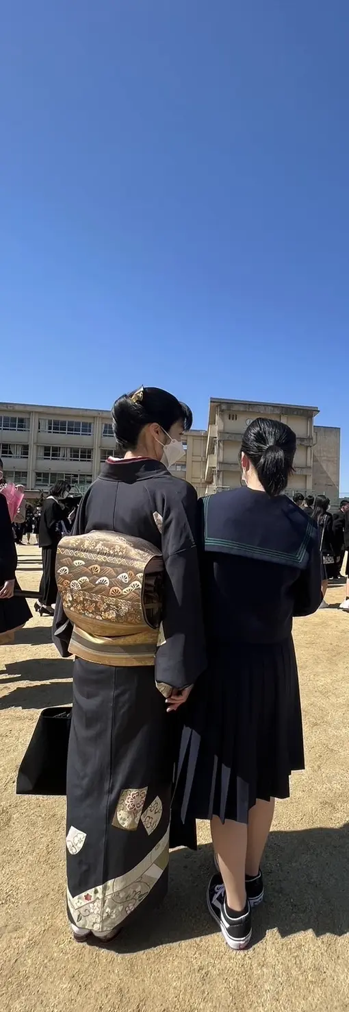 娘と　高校生　コーデ　春コーデ　着物　小物