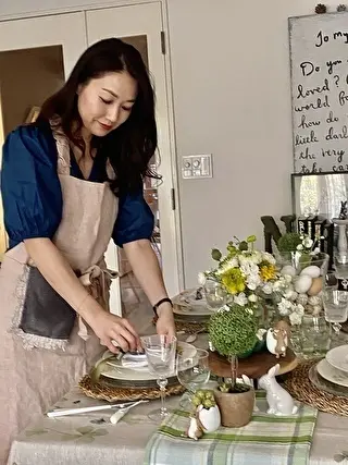 リネンのフリルエプロン